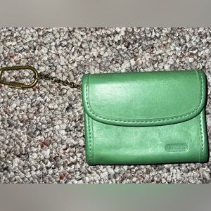 COACH green leather coin card keychain wallet